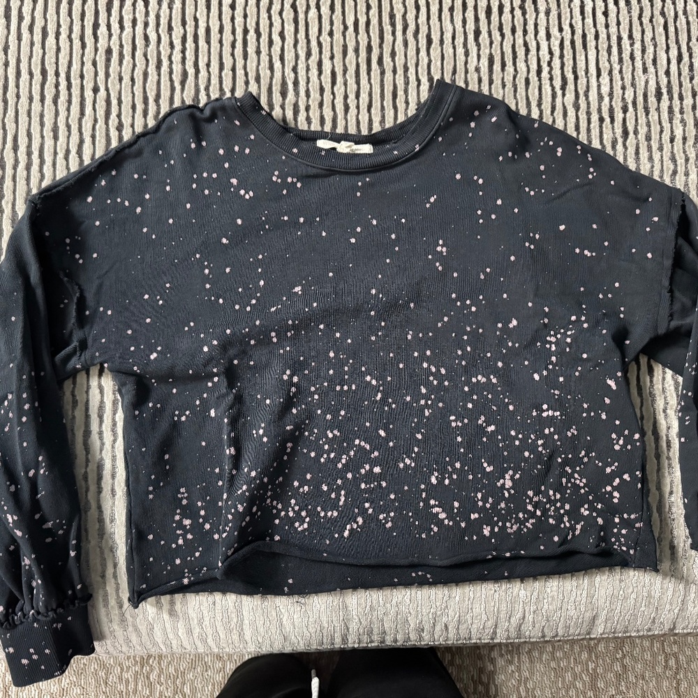 Z SUPPLY Tempest Splatter Sweatshirt | Washed Black Sweatshirt size 10-12